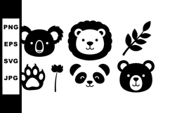 Cute animal icons including koala lion panda bear paw print Product Image 1