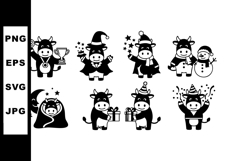 Cute cartoon cows celebrating various festive occasions with Product Image 1
