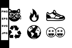 Cool cat with sunglasses fire flame sneaker shoe recycling e Product Image 1