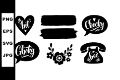 Cute black and white vector icons with floral elements and s Product Image 1