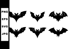 Bat silhouettes flying in various poses vector set for Hallo Product Image 1