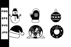 Christmas winter holiday icons with snowman mittens bauble s Product Image 1