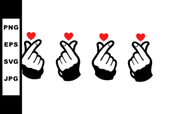 Finger heart hand gesture with red hearts love symbol vector Product Image 1