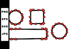 Heart frame borders set with round square and rectangular sh Product Image 1