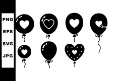 Heart shaped balloons vector icons set with love symbols and Product Image 1