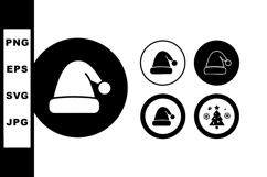 Santa hat icon set with various circle backgrounds and Chris Product Image 1