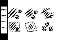 Animal claw marks and paw prints vector set for wildlife and Product Image 1