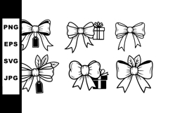 Decorative gift bows with tags and presents in black and whi Product Image 1