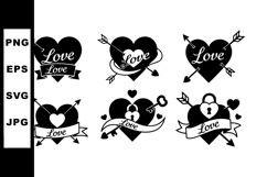 Love heart icons with arrows and lock symbols romantic vecto Product Image 1