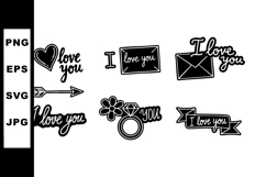 Love You Handwritten Calligraphy Vector Set with Heart Arrow Product Image 1