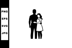 Couple standing together in affectionate embrace silhouette Product Image 1