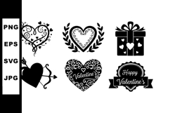 Valentine hearts with arrow gift box and love decorations fo Product Image 1