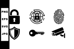 Security icons set with lock, fingerprint, shield, key, and Product Image 1