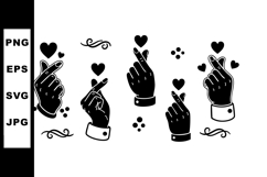 Hand Gesture Finger Heart Symbols Vector Illustration with H Product Image 1