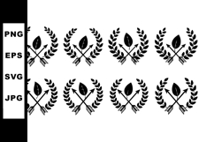 Laurel wreath and crossed spear and arrow vector icons set w Product Image 1