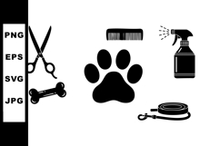 Pet grooming tools with scissors comb spray bottle paw bone Product Image 1