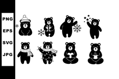 Cute black bear silhouettes with winter and Christmas themes Product Image 1