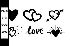 Heart love symbols collection with arrow and radiant shapes Product Image 1