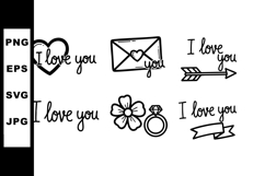 Romantic love illustrations with hearts arrows flowers rings Product Image 1
