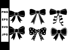 Collection of black bow tie silhouettes with various ribbon Product Image 1