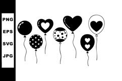 Heart-shaped and polka dot balloons vector design in black a Product Image 1