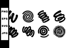 Abstract black brush stroke vector set with spirals and swir Product Image 1