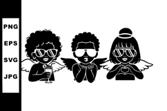 Three cute cartoon angel characters with wings in black and Product Image 1