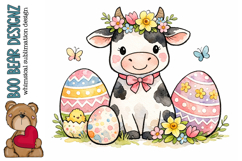 Whimsical Easter Cow Clipart Product Image 1