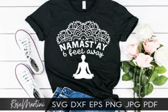 Namastay 6 Feet Away SVG Social Distancing Yoga Quarantine Product Image 4