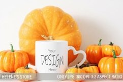 White coffee mug mockup | Autumn mock up | Fall coffee cup Product Image 1