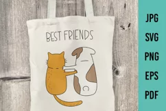 Cat and dog SVG. Best friends. Adorable animals. Product Image 1