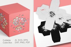 Cuttable Cube Favor Box with Flower Shape Holes SVG Product Image 3