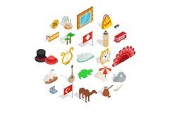 Europe countries icons set, isometric style Product Image 1