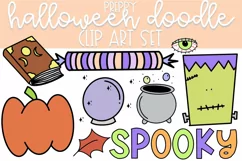 Preppy Halloween Doodle Clip Art | Color and Black and White Product Image 1