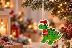 Christmas Dino Stegosaurus Ornament Laser Scoring Engraving Product Image 4