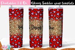 Red heart leopard Valentines day 20 Oz. Skinny Tumbler wrap Product Image 1
