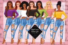 Ripped Jeans Fashion Girls Clipart African American Clipart Product Image 1