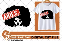 Aries Zodiac Sign svg, Horoscope svg, Black Woman svg, Afro Product Image 1