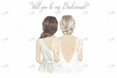 Blonde Bride with Bridesmaids, hand drawn illustration Product Image 1