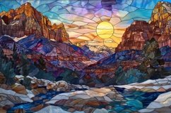 Stained Glass Mountains Background Wallpaper Product Image 1