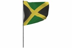 Jamaica flag on pole. Waving banner isolated. National flag Product Image 1