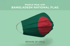 Mask with bahamas bahrain bangladesh barbados Nation flag Product Image 4