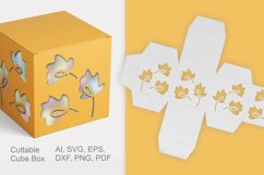 Cuttable Cube Treat Box with Leaves Shape Holes SVG Product Image 1