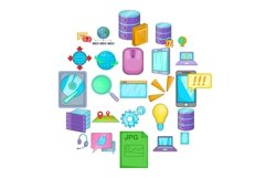 Online icons set, cartoon style Product Image 1