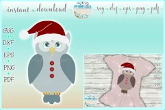 Girly Owl with Santa Hat SVG Dxf Eps Png PDF Files Product Image 1