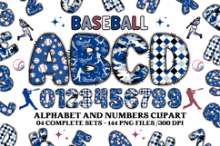Baseball Sport Alphabet png clipart, baseball letters doodle Product Image 1