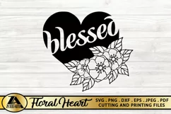 Heart SVG PNG EPS DXF Blessed SVG Floral Heart SVG Cut files Product Image 7