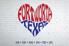 Fort Worth Texas Cut File | Heart Word Art Product Image 1