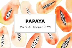 Watercolor Papaya Illustrations Clip Art in PNG & Vector Product Image 1
