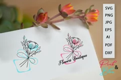 Bouquet flowers Vector Logo Pink and Blue, EPS, PNG, SVG Product Image 1